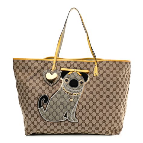 gucci pug bag for sale|GUCCI GG Monogram Patent Oliver Pug Tote Yellow Beige .